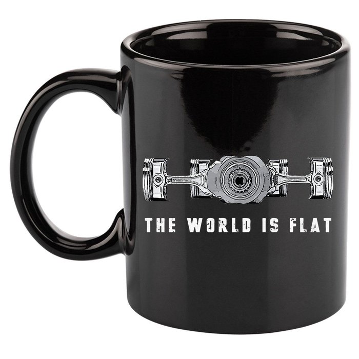 The World Is Flat Boxer Engine Car Enthusiast 11oz C Handle Ceramic Mug