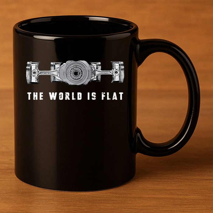 The World Is Flat Boxer Engine Car Enthusiast 11oz C Handle Ceramic Mug