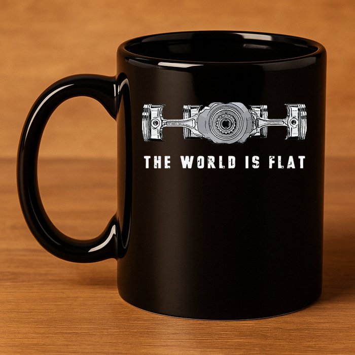 The World Is Flat Boxer Engine Car Enthusiast 11oz C Handle Ceramic Mug