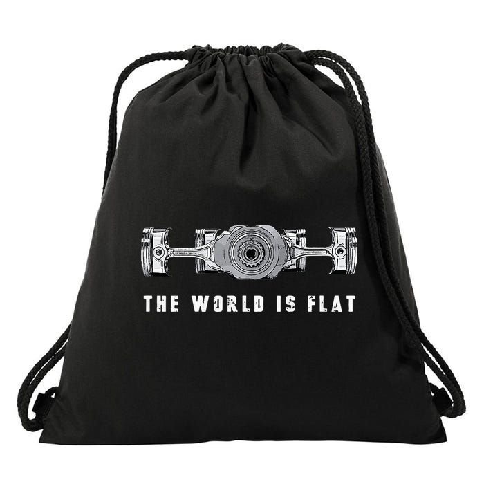 The World Is Flat Boxer Engine Car Enthusiast Drawstring Bag