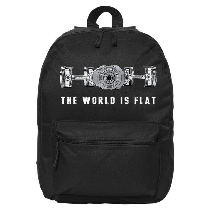 The World Is Flat Boxer Engine Car Enthusiast 16 in Basic Backpack