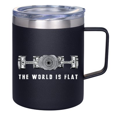 The World Is Flat Boxer Engine Car Enthusiast 12oz Stainless Steel Coffee Mug
