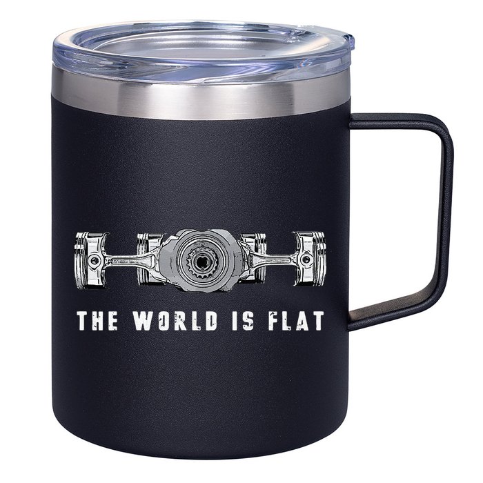 The World Is Flat Boxer Engine Car Enthusiast 12oz Stainless Steel Coffee Mug
