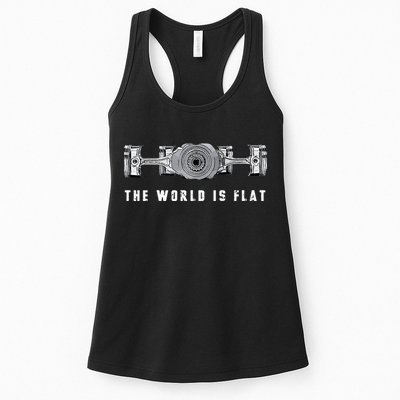The World Is Flat Boxer Engine Car Enthusiast Womens Tank Top