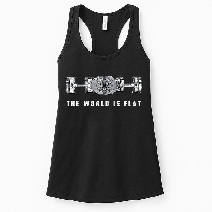 The World Is Flat Boxer Engine Car Enthusiast Womens Tank Top