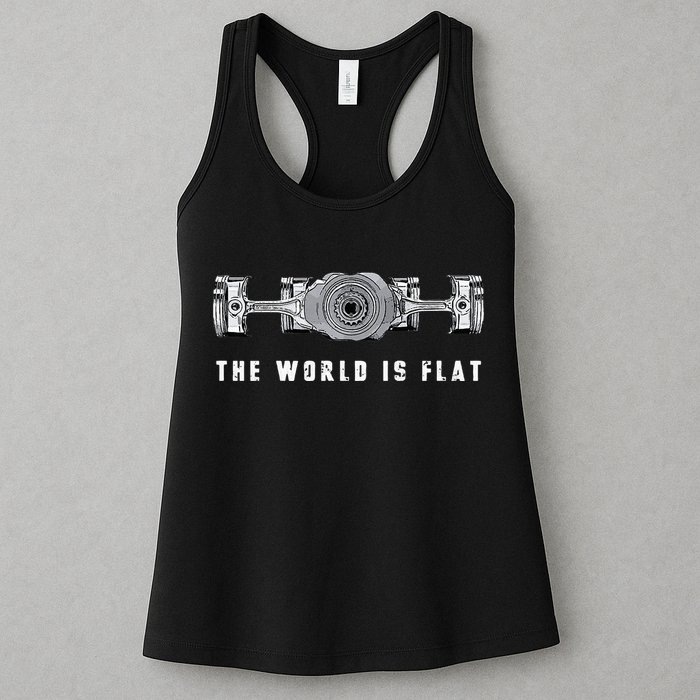The World Is Flat Boxer Engine Car Enthusiast Womens Tank Top