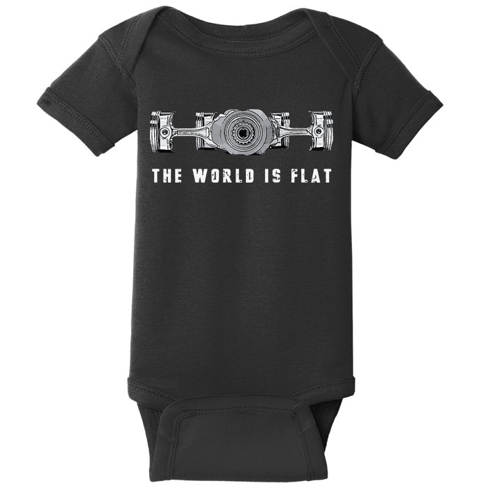 The World Is Flat Boxer Engine Car Enthusiast Baby Bodysuit