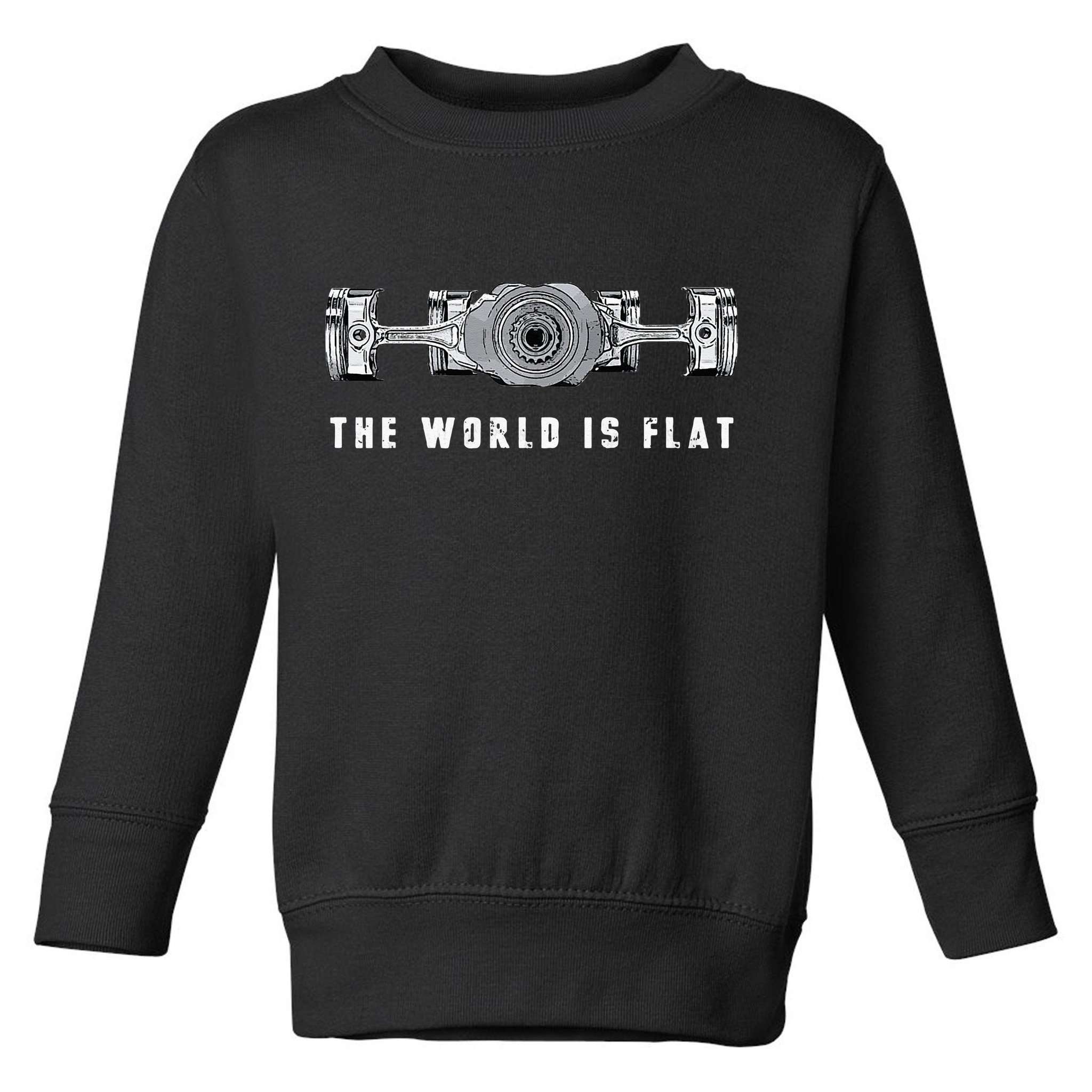The World Is Flat Boxer Engine Car Enthusiast Toddler Sweatshirt