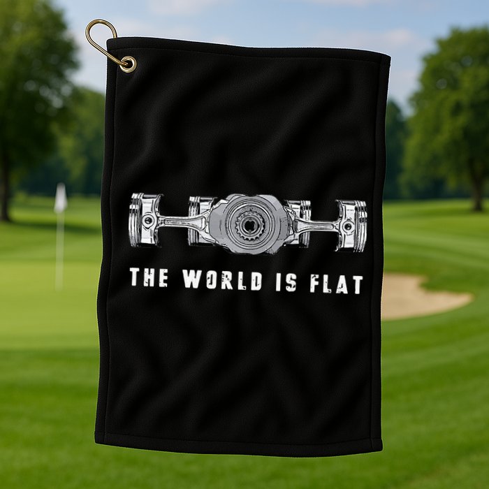 The World Is Flat Boxer Engine Car Enthusiast Golf Towel