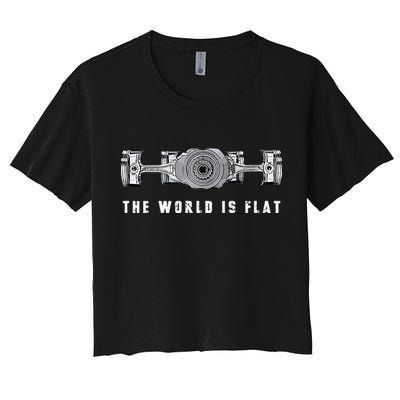 The World Is Flat Boxer Engine Car Enthusiast Women's Crop Top Tee