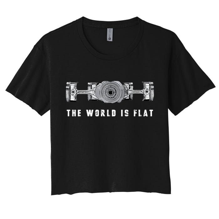 The World Is Flat Boxer Engine Car Enthusiast Women's Crop Top Tee