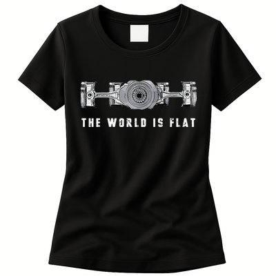 The World Is Flat Boxer Engine Car Enthusiast Womens T-Shirt