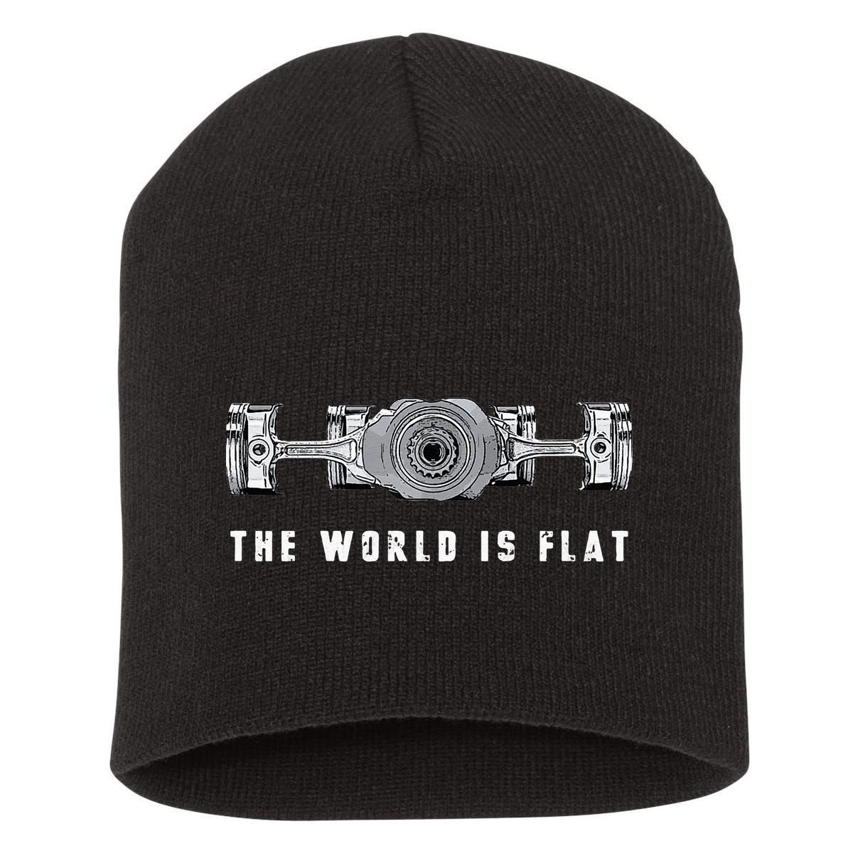 The World Is Flat Boxer Engine Car Enthusiast Short Acrylic Beanie