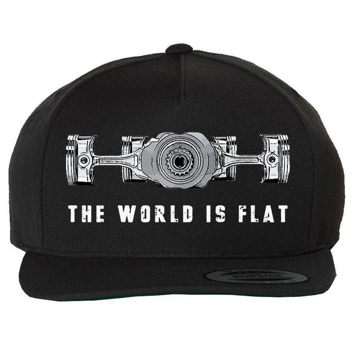 The World Is Flat Boxer Engine Car Enthusiast Wool Snapback Cap