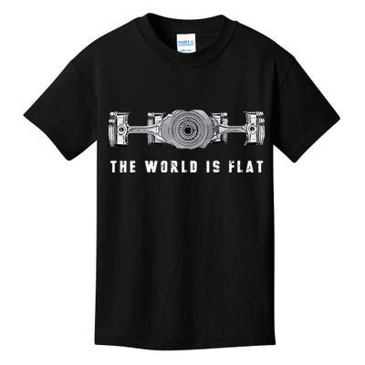 The World Is Flat Boxer Engine Car Enthusiast Kids T-Shirt