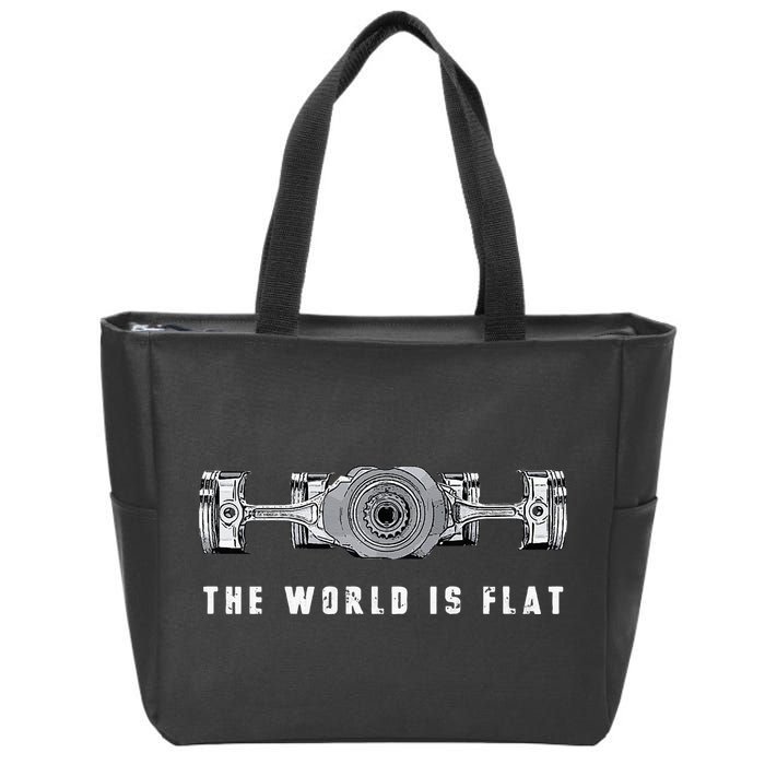 The World Is Flat Boxer Engine Car Enthusiast Zip Tote Bag