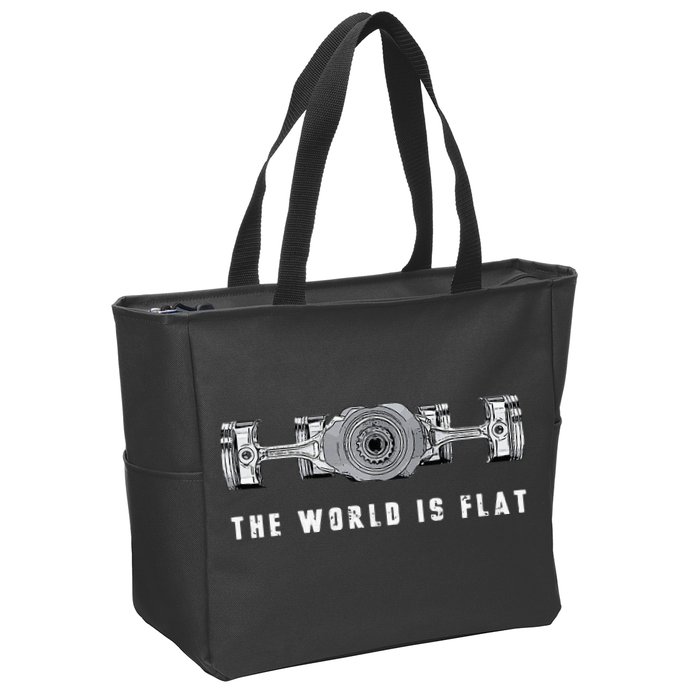 The World Is Flat Boxer Engine Car Enthusiast Zip Tote Bag