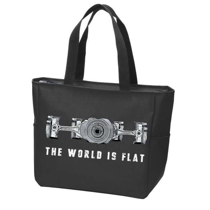 The World Is Flat Boxer Engine Car Enthusiast Zip Tote Bag