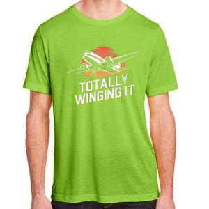 Totally Winging It Flying Airplane Aviation Pilot Aircraft Gift Adult ChromaSoft Performance T-Shirt