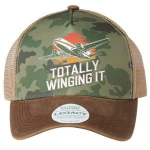 Totally Winging It Flying Airplane Aviation Pilot Aircraft Gift Legacy Tie Dye Trucker Hat