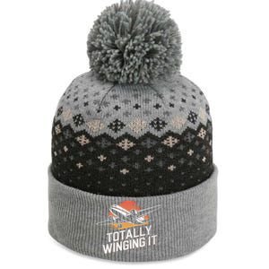 Totally Winging It Flying Airplane Aviation Pilot Aircraft Gift The Baniff Cuffed Pom Beanie