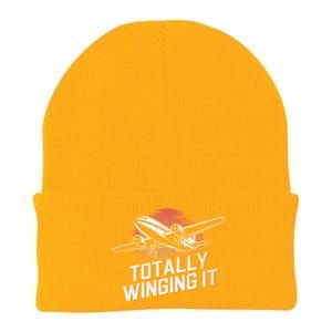 Totally Winging It Flying Airplane Aviation Pilot Aircraft Gift Knit Cap Winter Beanie