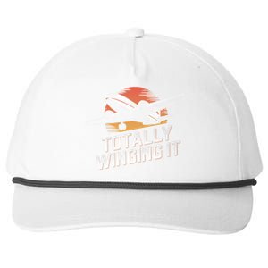 Totally Winging It Flying Airplane Aviation Pilot Aircraft Gift Snapback Five-Panel Rope Hat