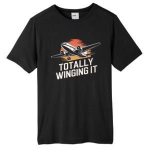 Totally Winging It Flying Airplane Aviation Pilot Aircraft Gift Tall Fusion ChromaSoft Performance T-Shirt