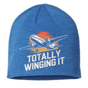 Totally Winging It Flying Airplane Aviation Pilot Aircraft Gift Sustainable Beanie