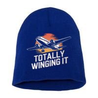 Totally Winging It Flying Airplane Aviation Pilot Aircraft Gift Short Acrylic Beanie