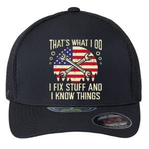 Thats What I Do Fix Stuff Usa Flag Car Mechanic Garage Flexfit Unipanel Trucker Cap