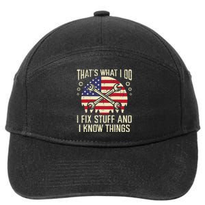 Thats What I Do Fix Stuff Usa Flag Car Mechanic Garage 7-Panel Snapback Hat