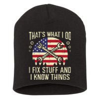 Thats What I Do Fix Stuff Usa Flag Car Mechanic Garage Short Acrylic Beanie