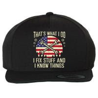 Thats What I Do Fix Stuff Usa Flag Car Mechanic Garage Wool Snapback Cap