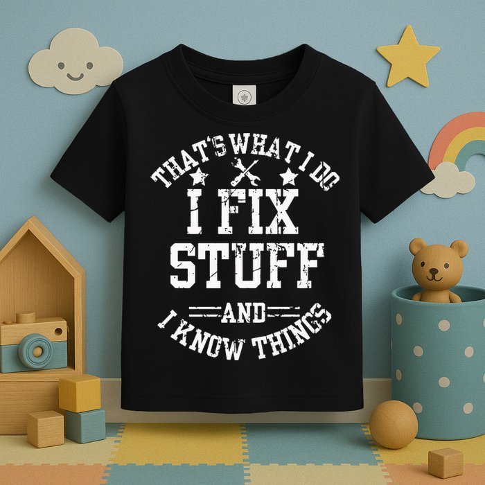 Thats What I Do I Fix Stuff And I Know Things Father Day Toddler T-Shirt