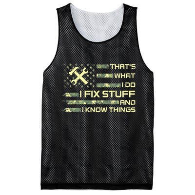 That's What I Do I Fix Stuff And I Know Things Funny Quote Mesh Reversible Basketball Jersey Tank