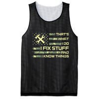 That's What I Do I Fix Stuff And I Know Things Funny Quote Mesh Reversible Basketball Jersey Tank
