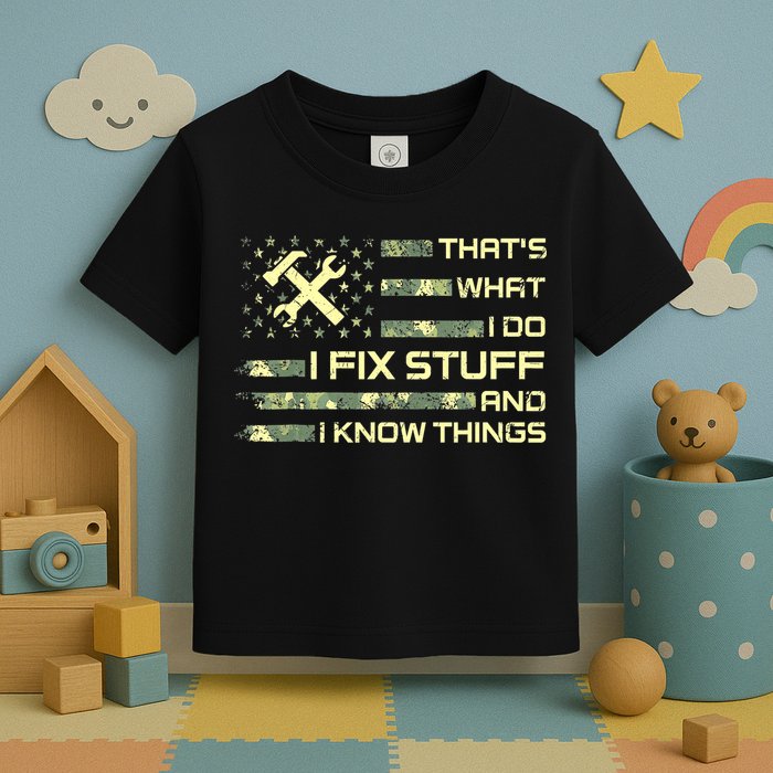 That's What I Do I Fix Stuff And I Know Things Funny Quote Toddler T-Shirt