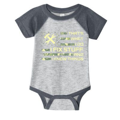 That's What I Do I Fix Stuff And I Know Things Funny Quote Infant Baby Jersey Bodysuit