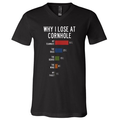 Why I Lose At Cornhole V-Neck T-Shirt