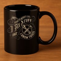 That's What I Do I Fix Stuff And I Know Things Funny Saying 11oz C Handle Ceramic Mug
