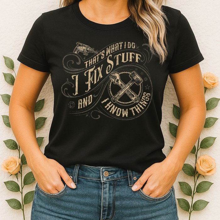 That's What I Do I Fix Stuff And I Know Things Funny Saying Womens T-Shirt