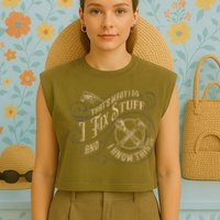 That's What I Do I Fix Stuff And I Know Things Funny Saying Garment-Dyed Women's Muscle Tee