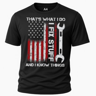 That's What I Do I Fix Stuff And I Know Things American Flag Performance Shirt