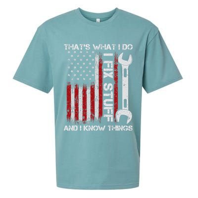 That's What I Do I Fix Stuff And I Know Things American Flag Sueded Cloud Jersey T-Shirt
