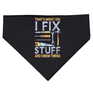 That's What I Do I Fix Stuff And I Know Things Funny Saying USA-Made Doggie Bandana