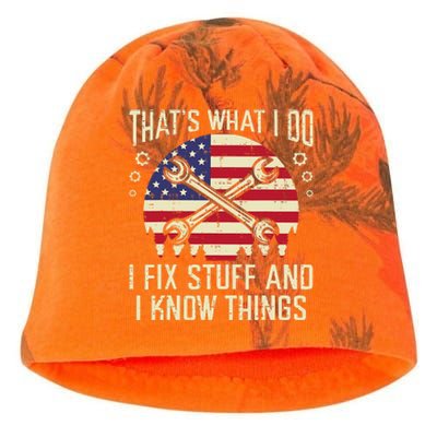 Thats What I Do Fix Stuff Usa Flag Car Mechanic Garage Kati - Camo Knit Beanie