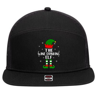 The Wine Ing Elf Christmas Party Matching Family Xmas Gift 7 Panel Mesh Trucker Snapback Hat