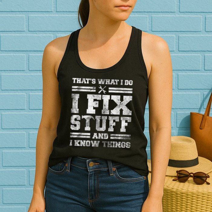 That's What I Do I Fix Stuff And I Know Things Funny Saying Womens Tank Top