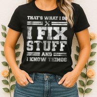 That's What I Do I Fix Stuff And I Know Things Funny Saying Womens T-Shirt